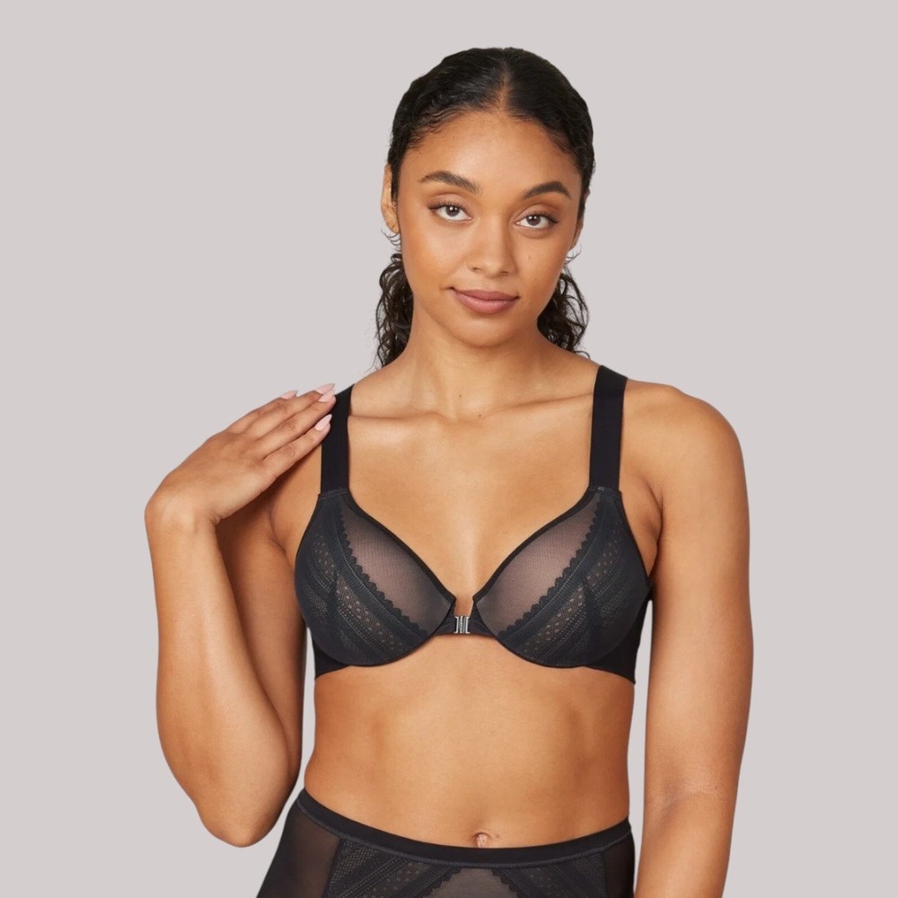Spanx Bra-Llelujah! Illusion‎ Lace Full Coverage Bra 40D Black NWT